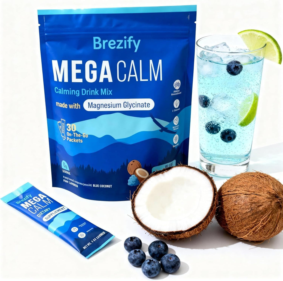 Brezify MegaCalm sachets individuels goût citron-coco