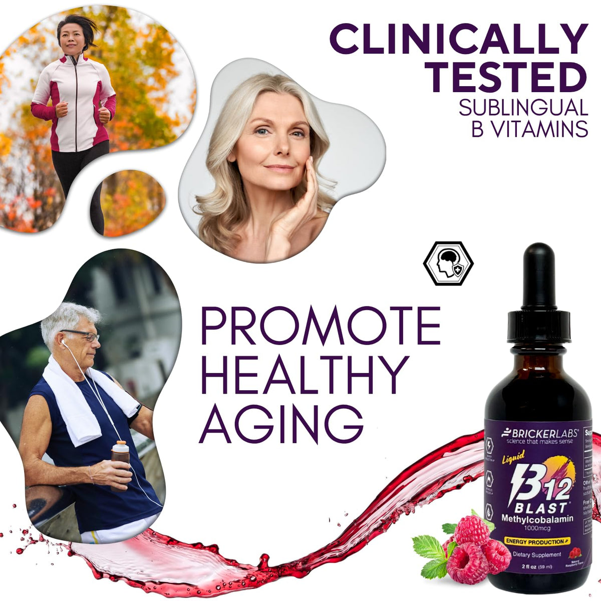 Bricker Labs B12 Blast Methylcobalamin 1000mcg avec d'autres compléments
