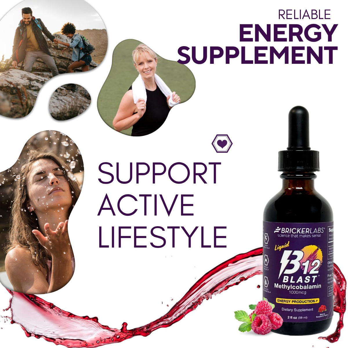 Bricker Labs B12 Blast Methylcobalamin 1000mcg en gros plan