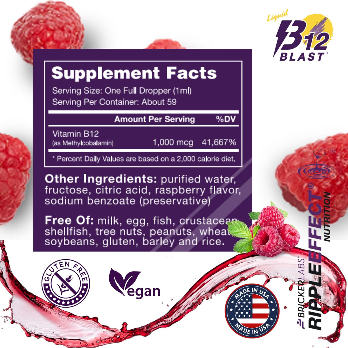 Bricker Labs B12 Blast Methylcobalamin 1000mcg en milieu de vie