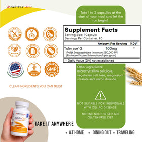 Bricker Labs GlutnGo capsules ouvertes montrant le contenu