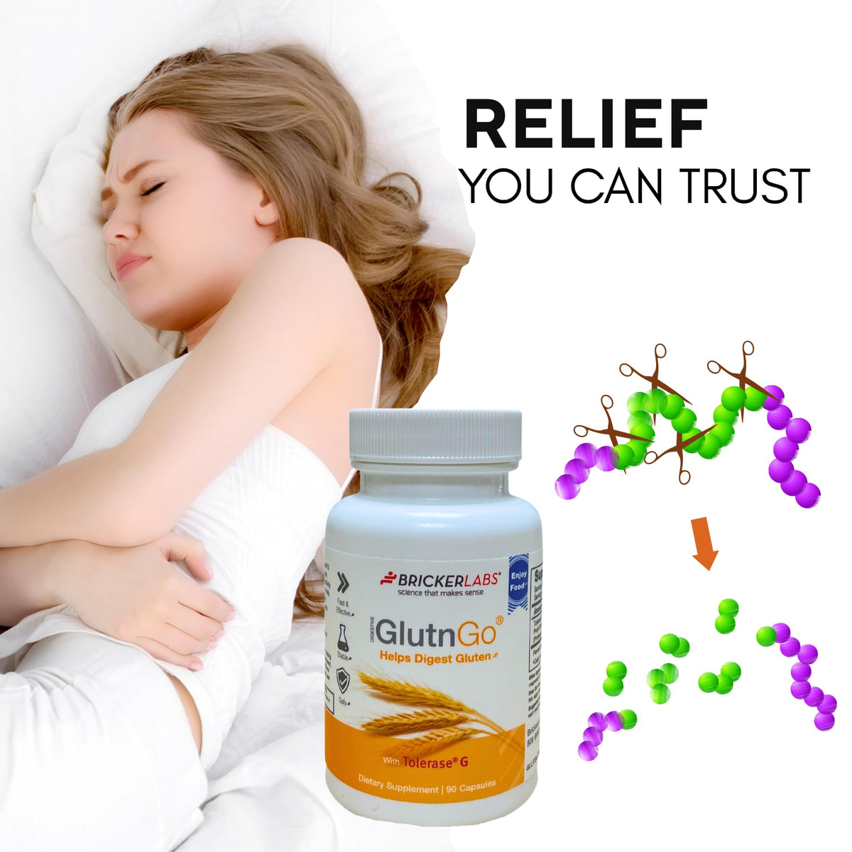 Bricker Labs GlutnGo sur un fond neutre