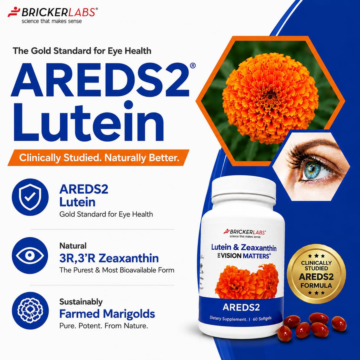 Bricker Labs Luteine + Zéaxanthine 60 gélules molles emballage