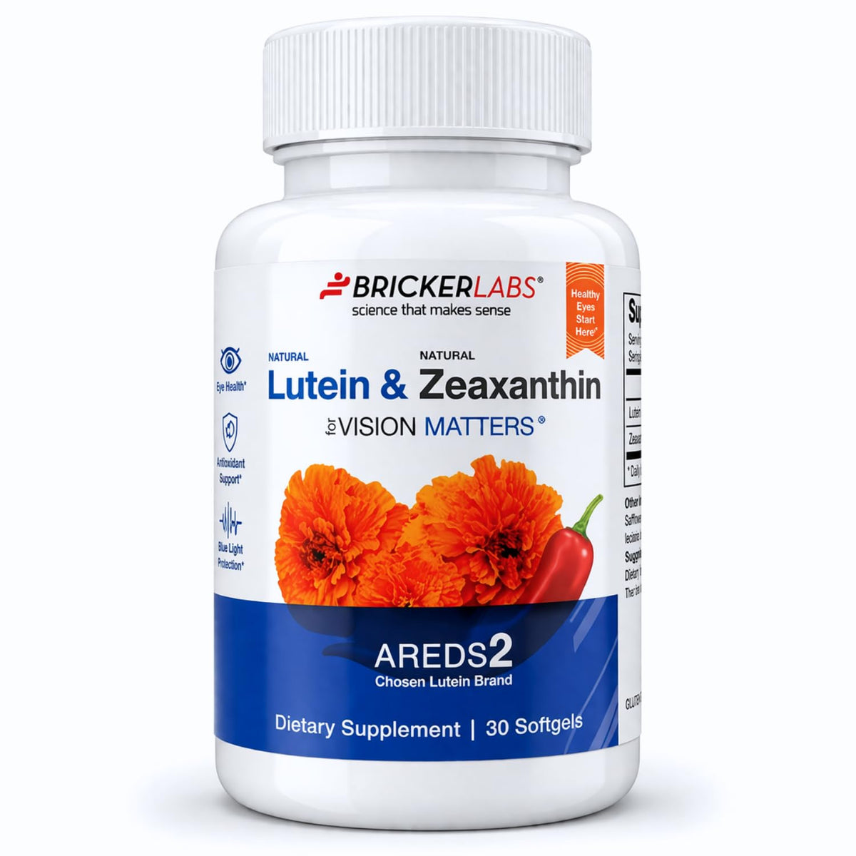 Bricker Labs Luteine + Zéaxanthine 60 gélules molles vue de face