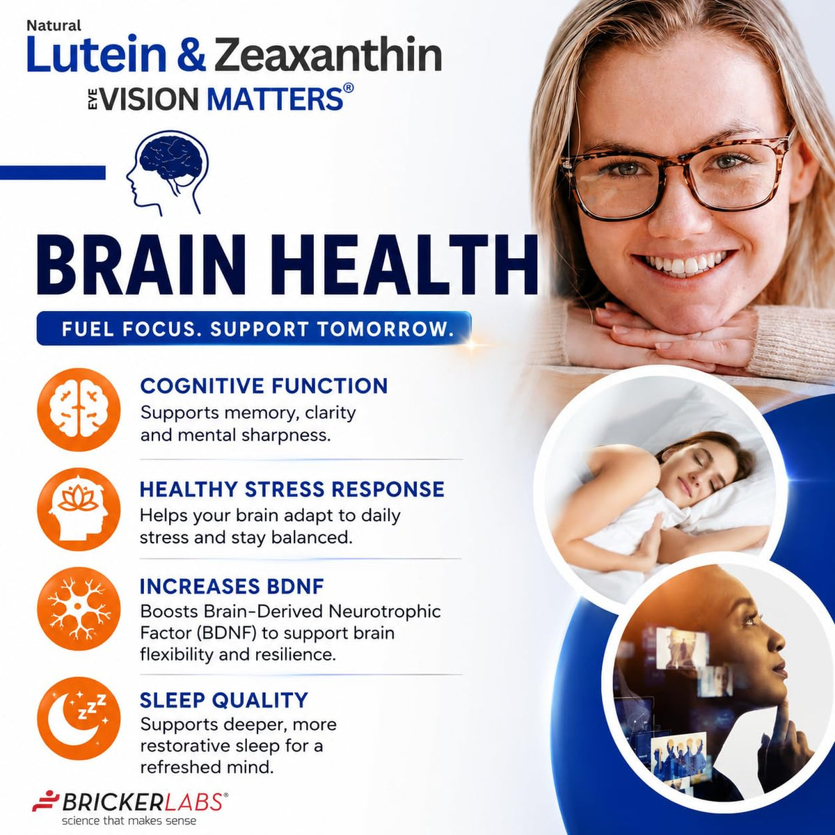 Bricker Labs Luteine + Zéaxanthine gélules molles sur une table en bois