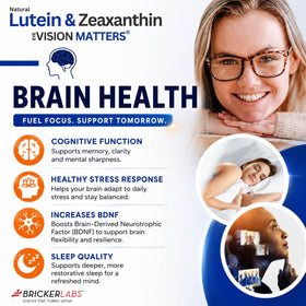 Bricker Labs Luteine + Zéaxanthine gélules molles sur une table en bois