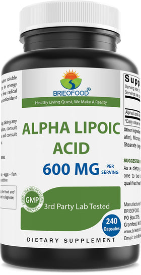 Brieofood Acide Alpha-Lipoïque 600 mg 240 capsules vue avant