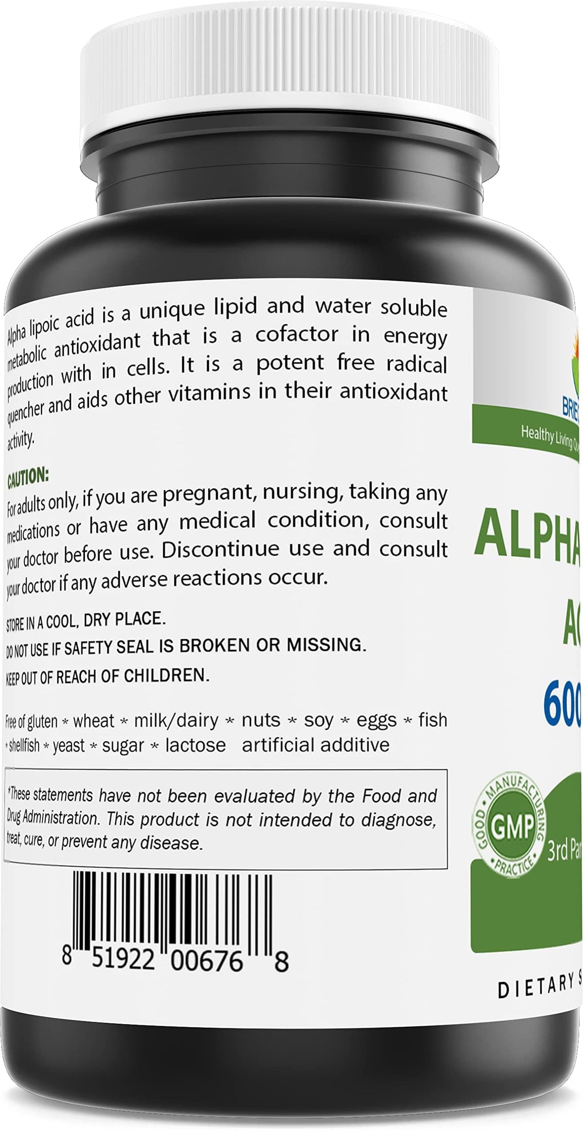 Brieofood Acide Alpha-Lipoïque capsules sur fond blanc
