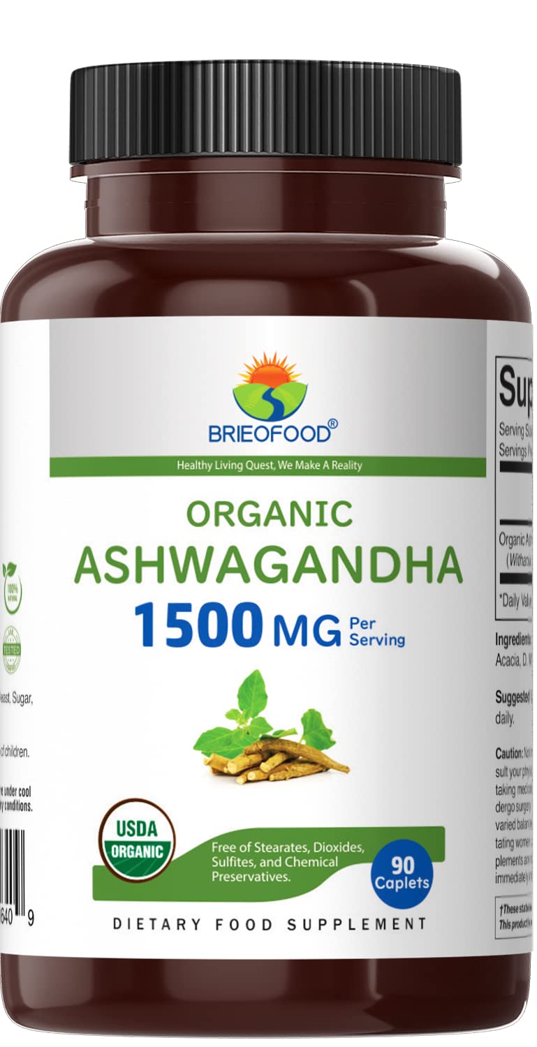 Brieofood Ashwagandha Bio 1500mg boîte avec étiquette