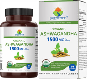 Brieofood Ashwagandha Bio 1500mg comprimés végétariens vue avant