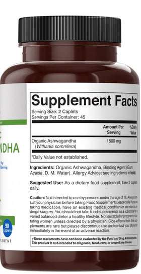 Brieofood Ashwagandha Bio 90 comprimés dans un bol