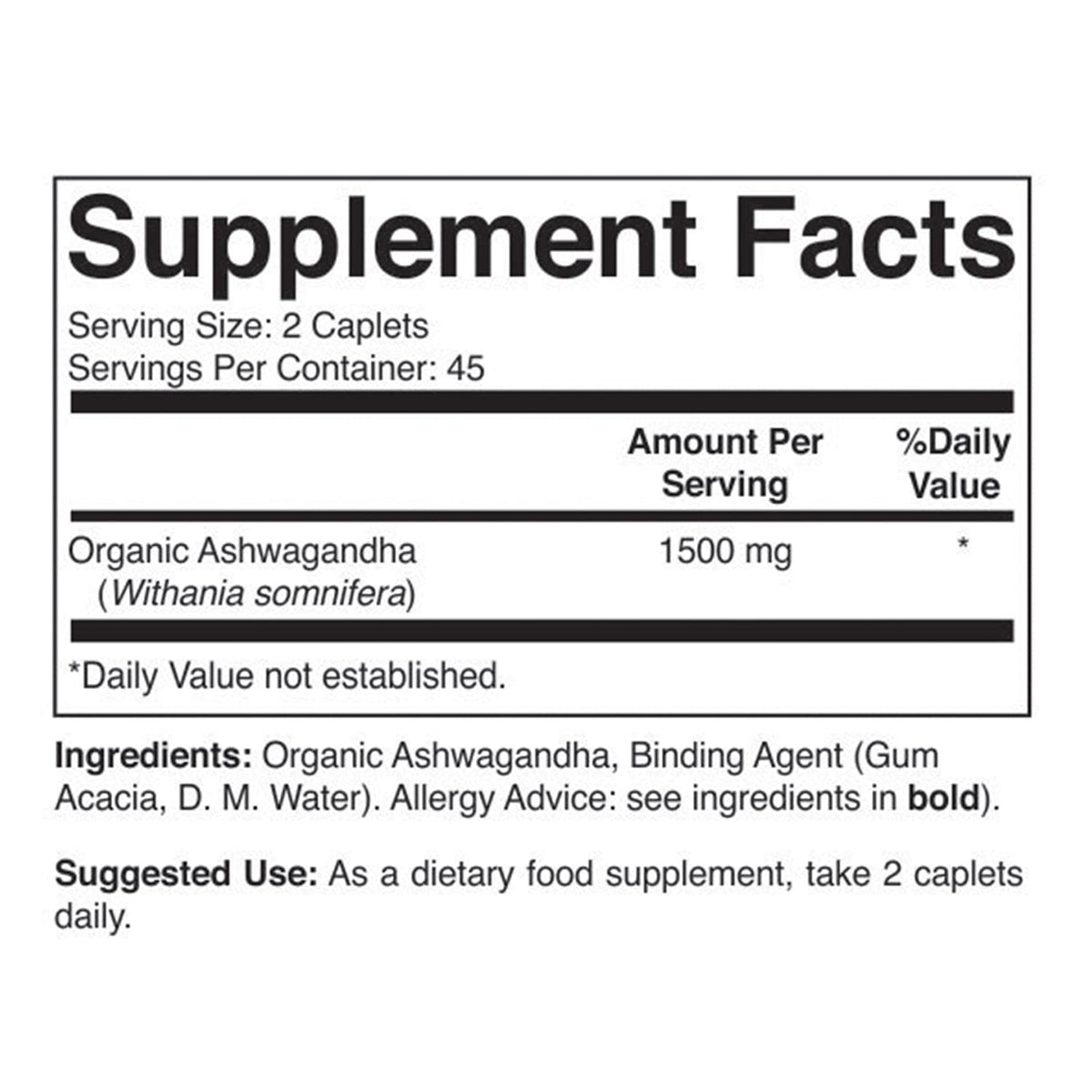 Brieofood Ashwagandha Bio comprimés végétariens sur une table