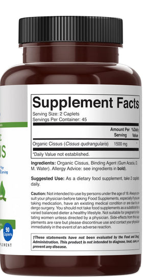 Brieofood Cissus Quadrangularis comprimés dans une main