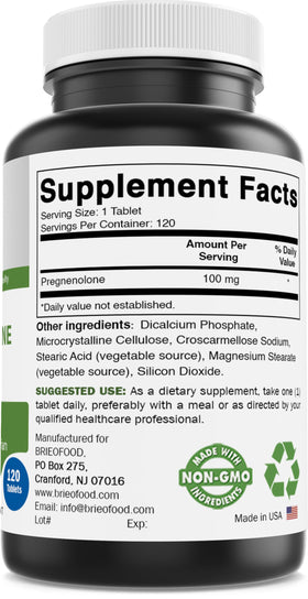 Brieofood Complément Alimentaire 100 mg 120 Comprimés - flacon ouvert