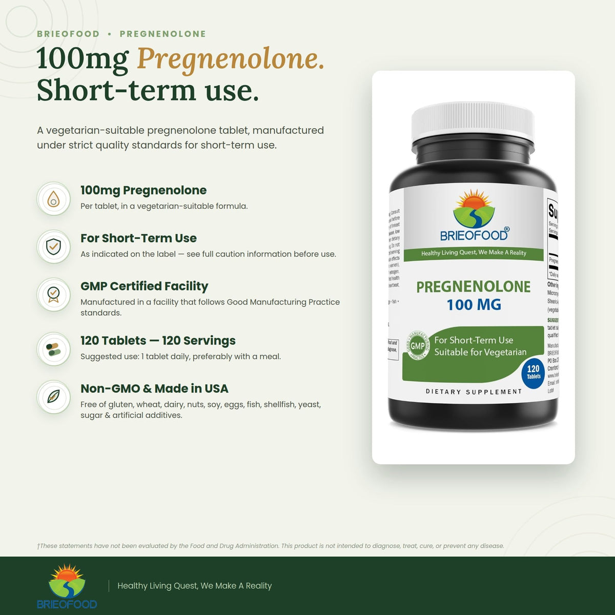 Brieofood Complément Alimentaire 100 mg 120 Comprimés - vue arrière