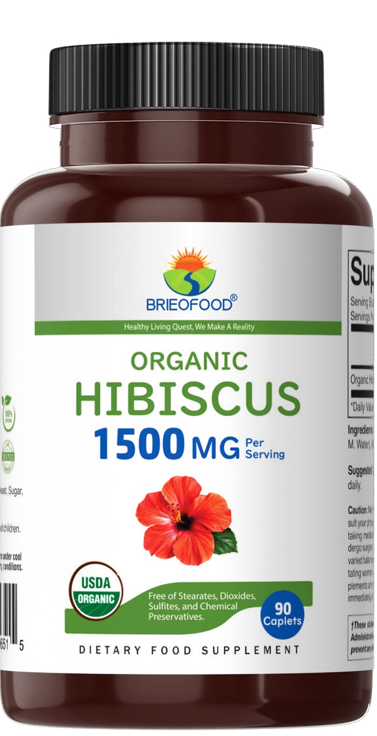 Brieofood Hibiscus Bio 1500mg comprimés végétariens, vue de côté