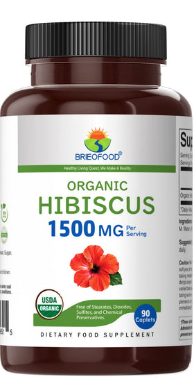 Brieofood Hibiscus Bio 1500mg comprimés végétariens, vue de côté