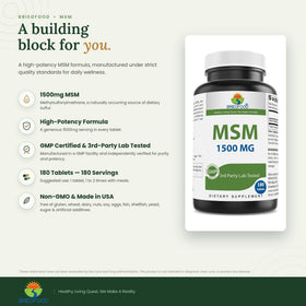 Brieofood MSM 1500mg 180 Tablettes - bouteille ouverte