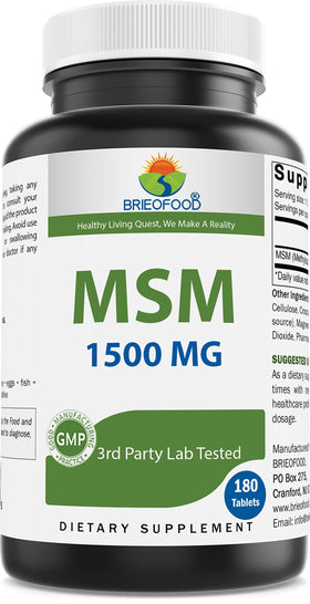 Brieofood MSM 1500mg 180 Tablettes - vue de face