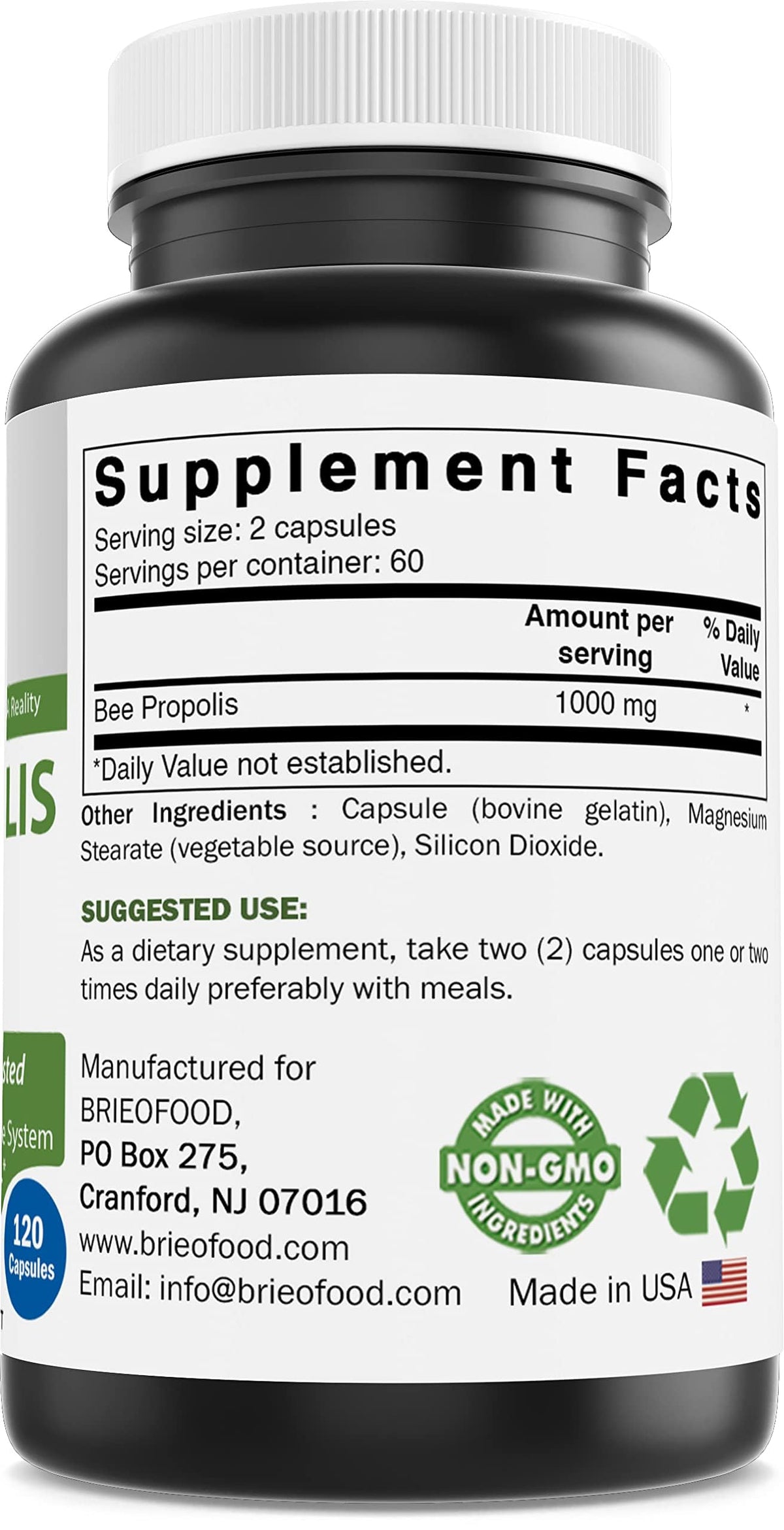 Brieofood Propolis 1000 mg capsules faciles à avaler