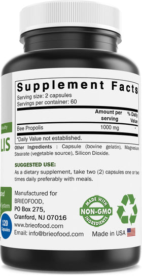 Brieofood Propolis 1000 mg capsules faciles à avaler