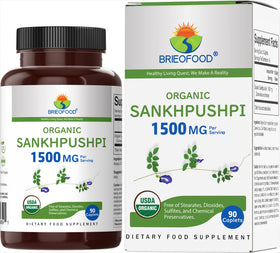 Brieofood Sankhpushpi 1500mg boîte de 90 tablettes végétariennes vue de face