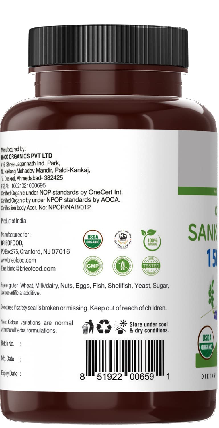 Brieofood Sankhpushpi 1500mg boîte ouverte montrant les tablettes