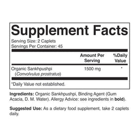 Brieofood Sankhpushpi 1500mg étiquette avec détails de composition