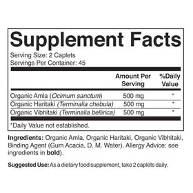 Brieofood Triphala Bio 1500mg étiquette détaillée