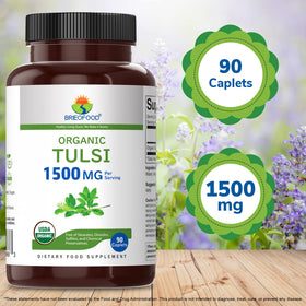 Brieofood Tulsi Bio 1500mg comprimés végétariens en vue rapprochée