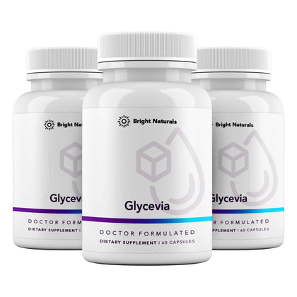 Bright Naturals Glycevia boîte avant avec étiquette et capsules
