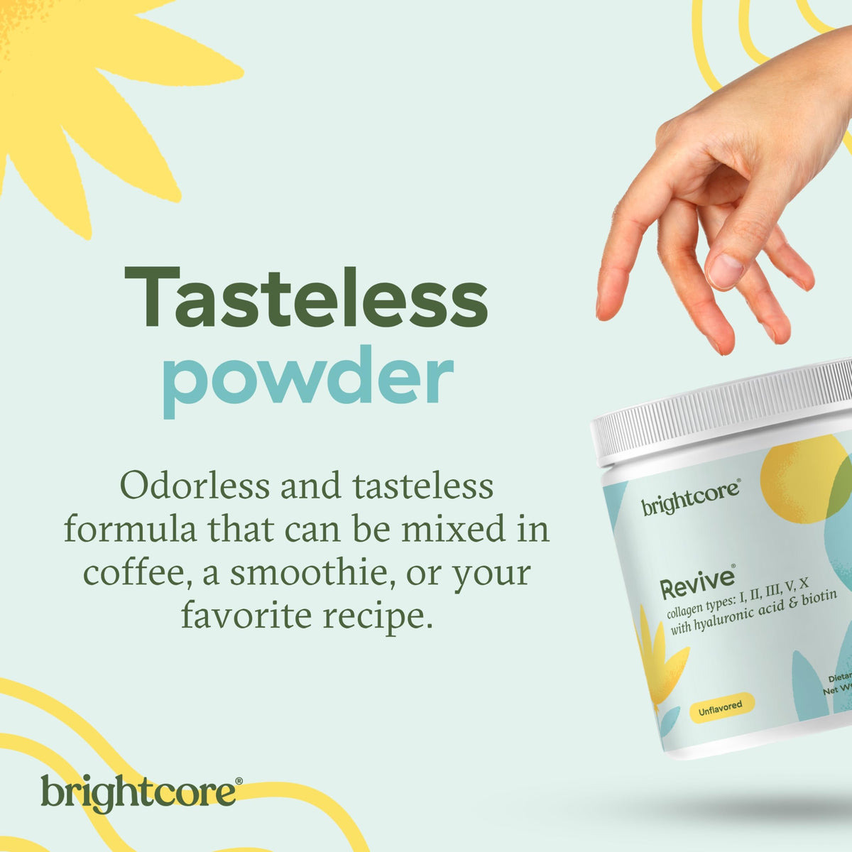 Brightcore Poudre de Collagène Multi 308g en utilisation dans un smoothie