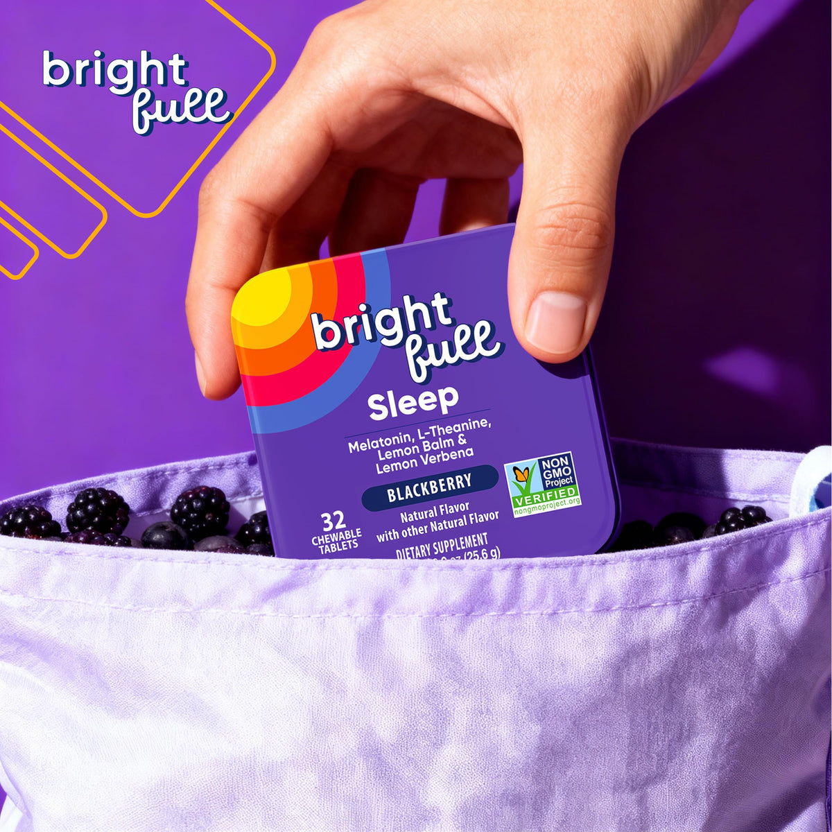 BRIGHTFULL comprimés à mâcher sommeil, affichage des ingrédients sur l'emballage