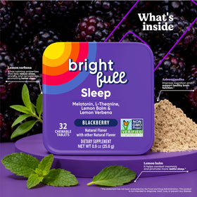 BRIGHTFULL comprimés à mâcher sommeil, coloris mûre sur fond coloré