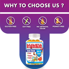 BrightKids Gummies Cérébrales, vue des gummies dans le pot