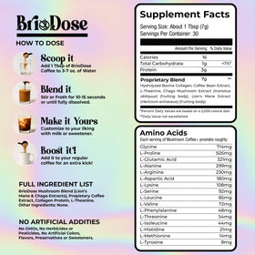 BRIODOSE MUSHROOM COFFEE contenu en poudre dans une tasse