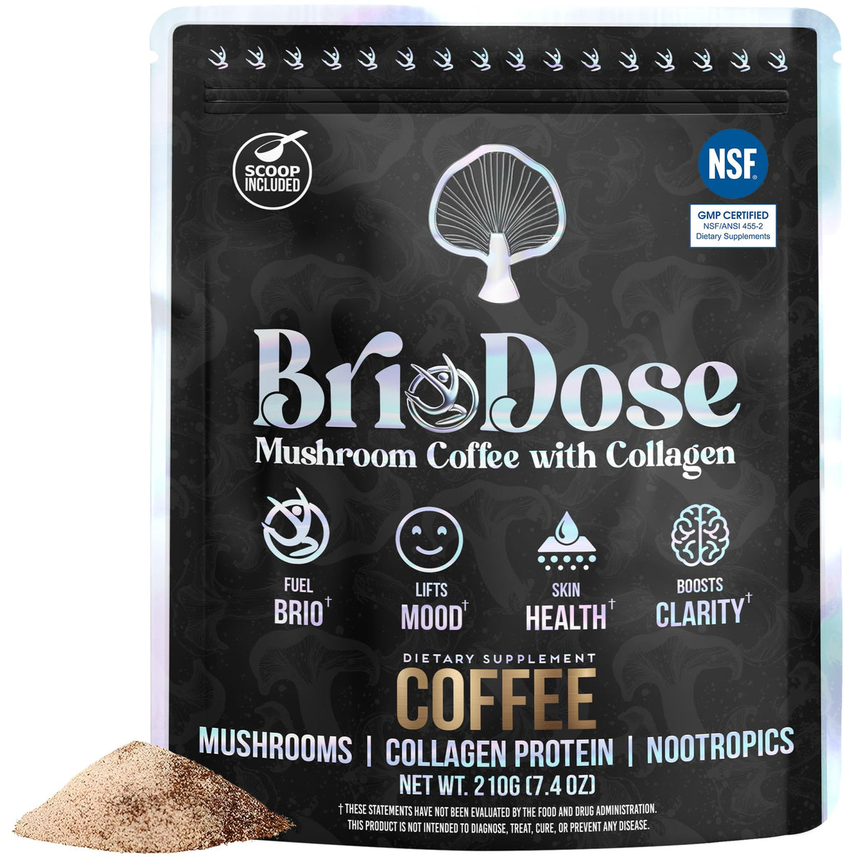 BRIODOSE MUSHROOM COFFEE paquet avant avec design coloré