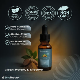 BRIOTHEORY Extrait de Racine de Curcuma 60 ml avec ingrédients