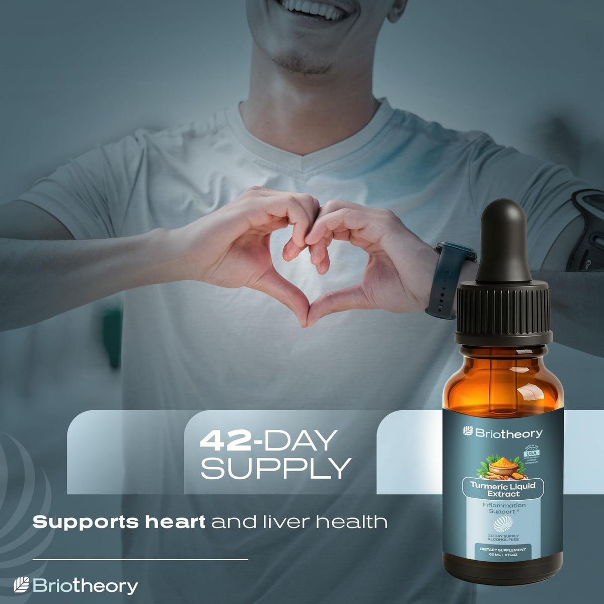 BRIOTHEORY Extrait de Racine de Curcuma 60 ml en utilisation