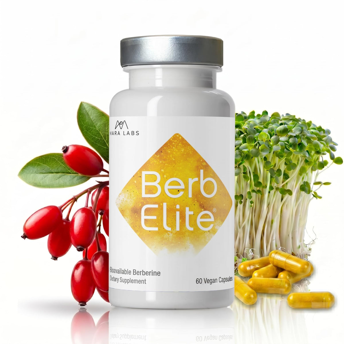 BrocElite BerbElite 350 mg de Berbérine HCL vue de face