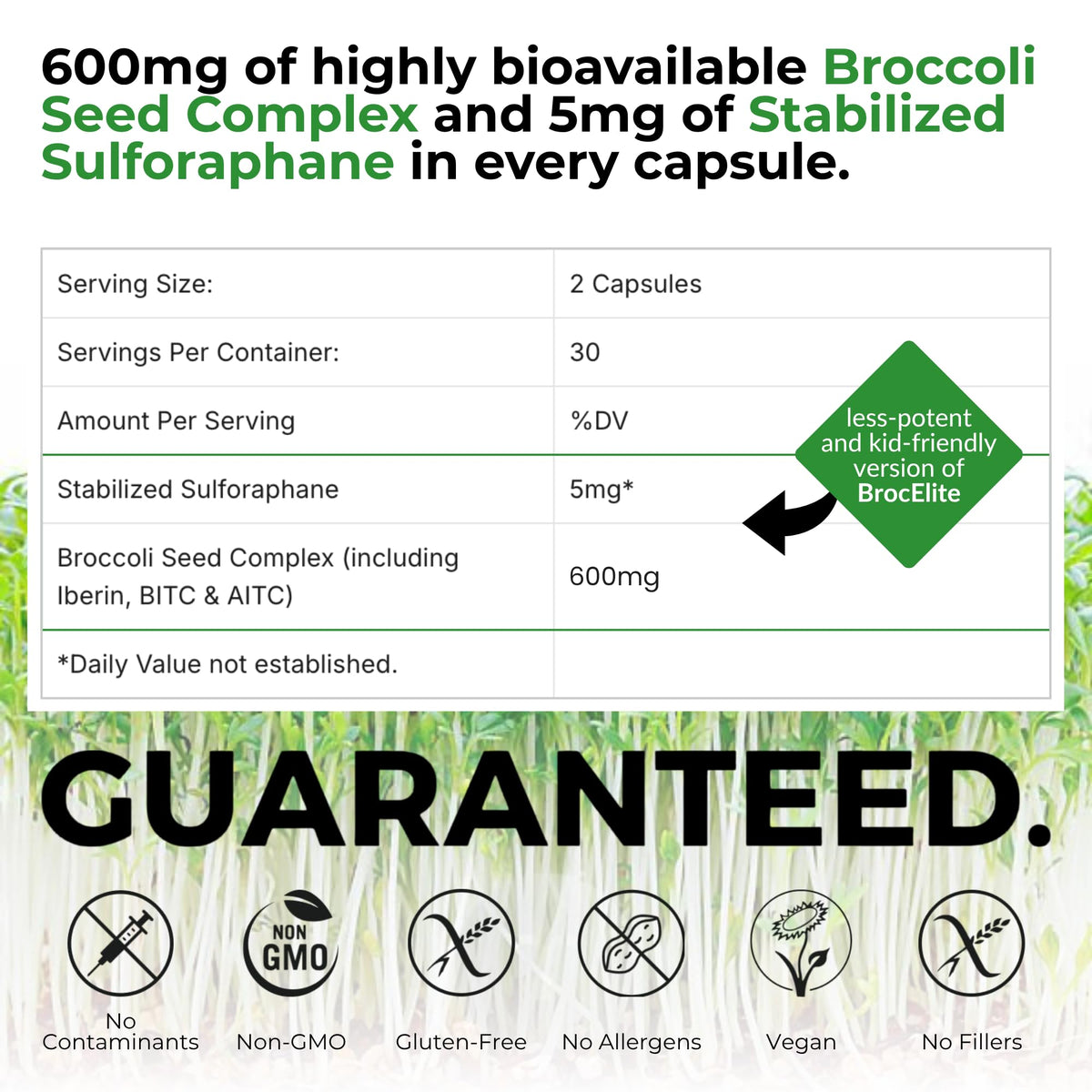 BrocElite Kids capsules ouvertes avec contenu sur une cuillère
