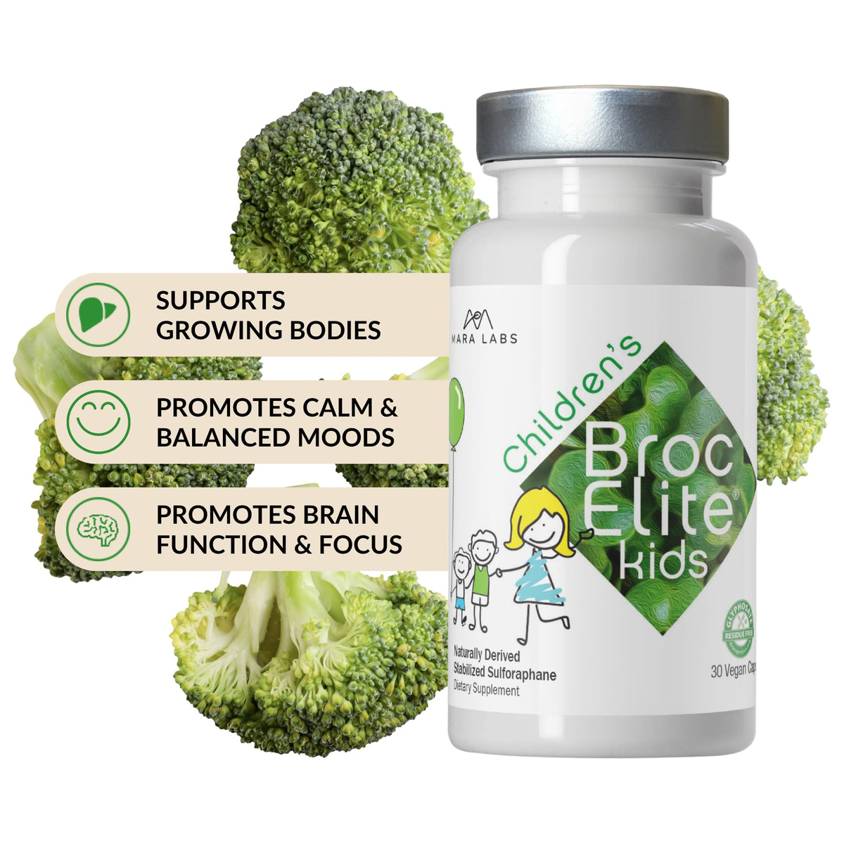 BrocElite Kids, complément pour enfants avec légumes crucifères