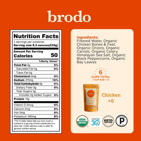 Brodo bouillon de poulet bio préparé dans un bol