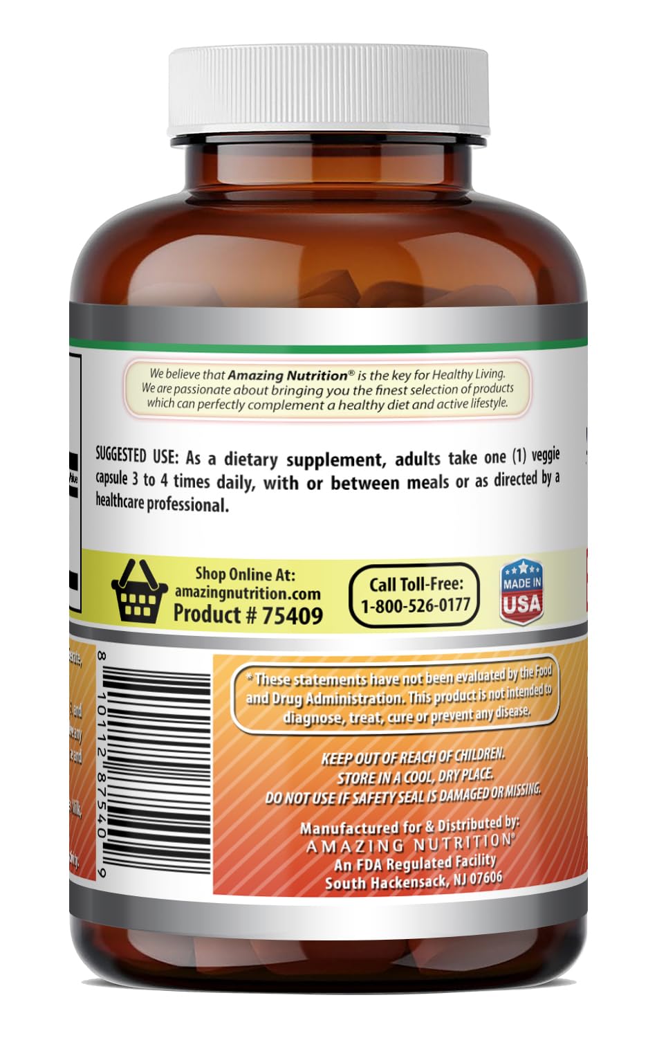 Bromélaïne 500 mg Amazing Nutrition flacon ouvert avec gélules