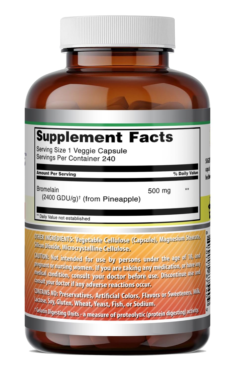Bromélaïne 500 mg Amazing Nutrition gélules végétales sur une table
