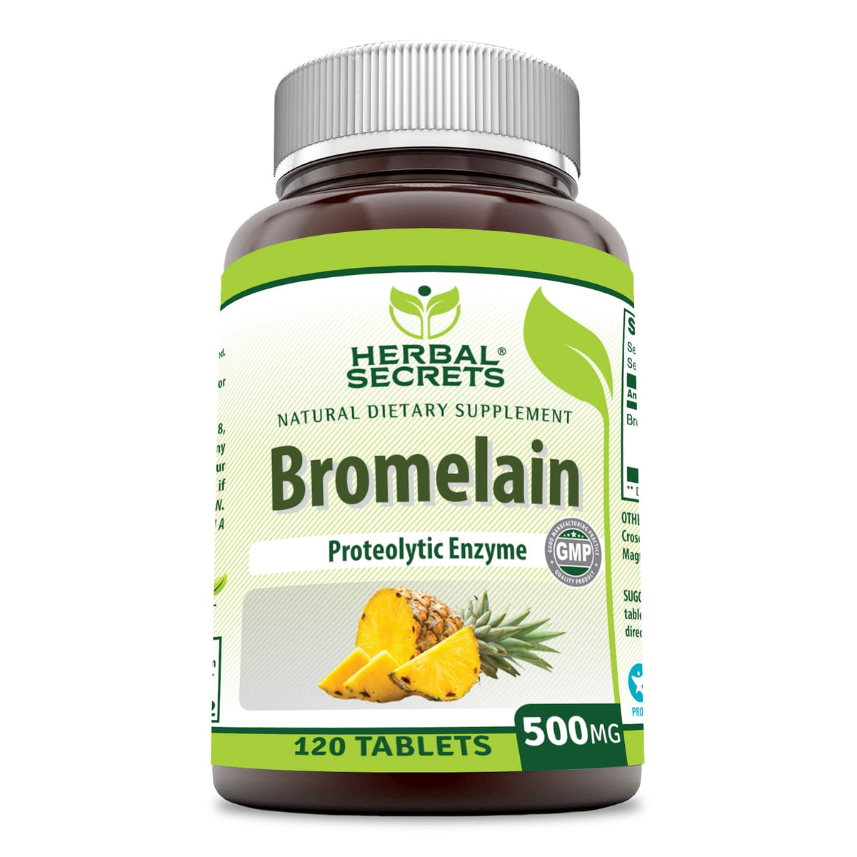 Bromélaïne 500 mg Herbal Secrets 120 tablettes vue avant