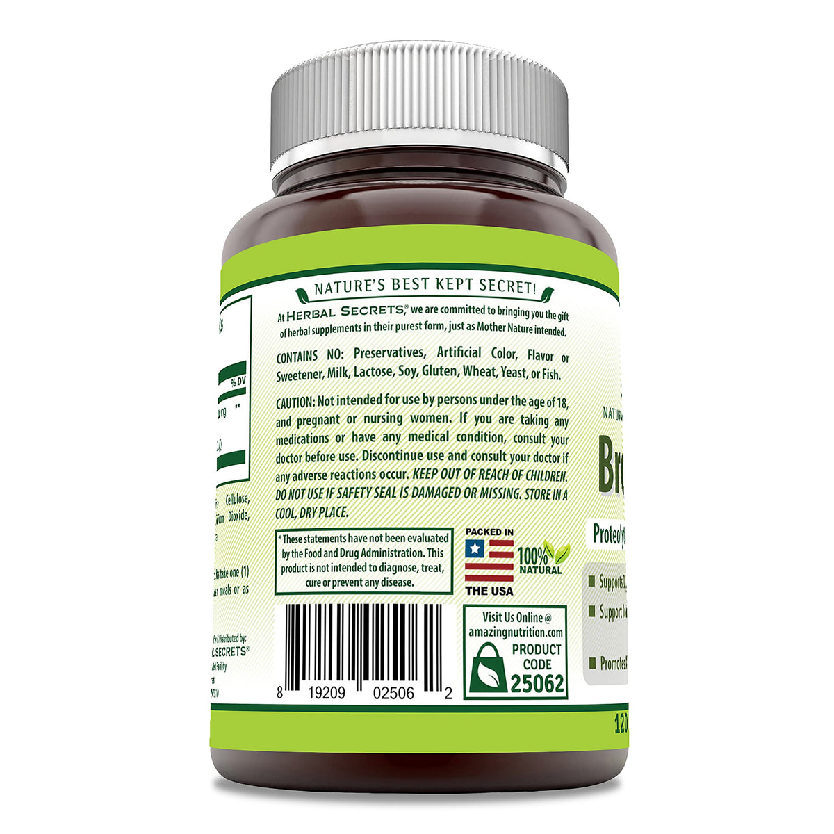 Bromélaïne 500 mg Herbal Secrets détails de l'emballage