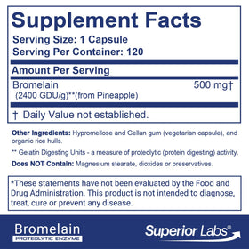 Bromélaïne 500mg quality Labs étiquette et informations nutritionnelles