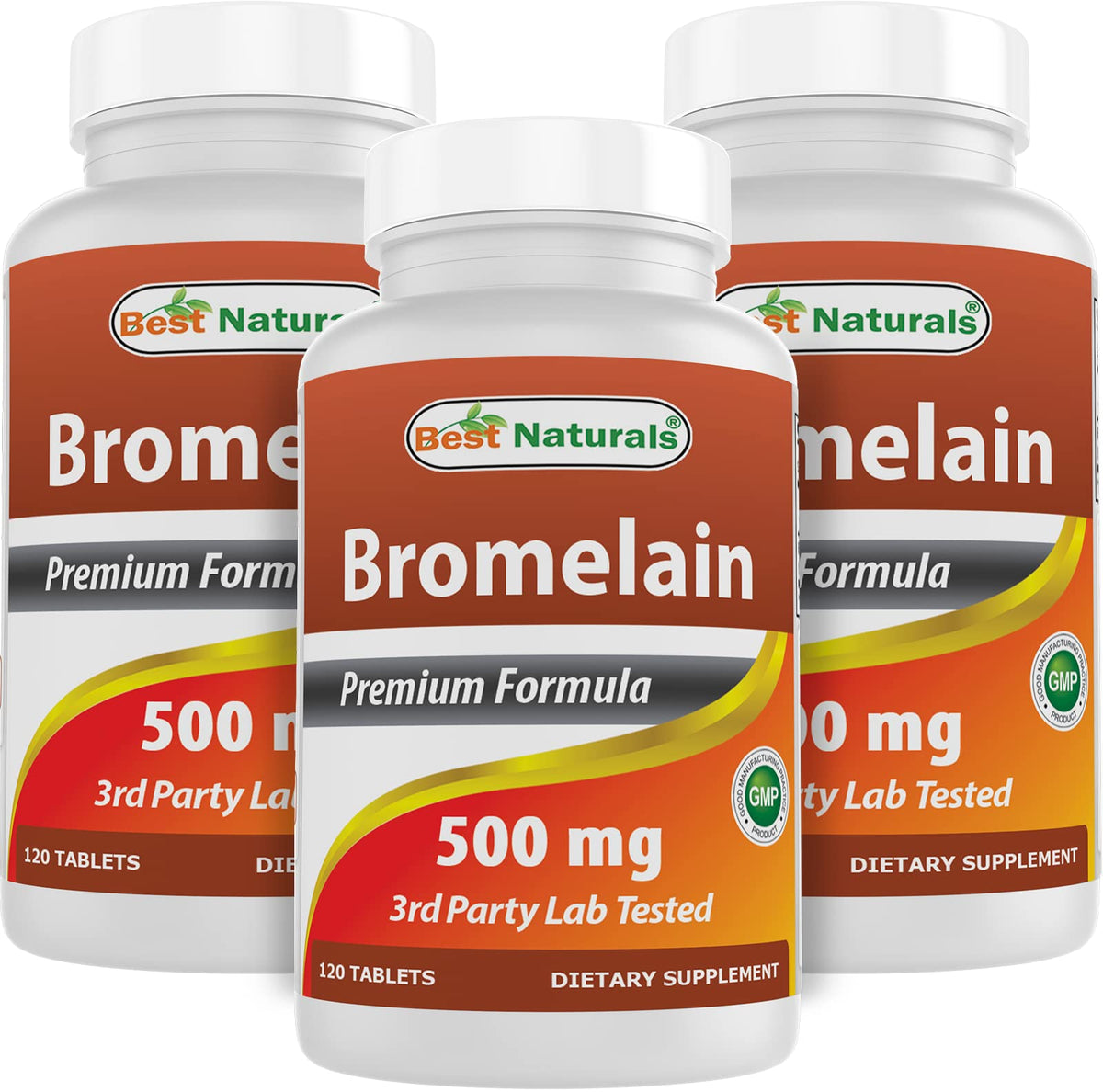 Bromélaïne Best Naturals 500mg 120 comprimés vue de face