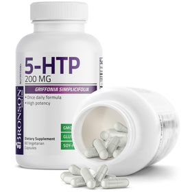 Bronson 5-HTP 200mg en capsules sur une table